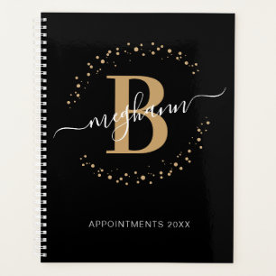 Agenda Raly Modern Black Name Script Monograma 2024