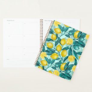 Agenda Ramais de limão em azul e amarelo