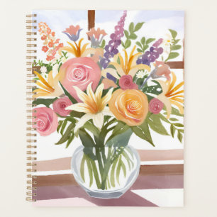 Agenda Ramalhete de Flores da Primavera Aquarela Floral