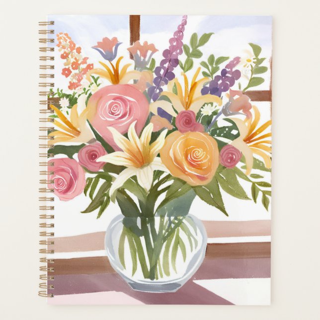 Agenda Ramalhete de Flores da Primavera | Aquarela Floral (Frente)