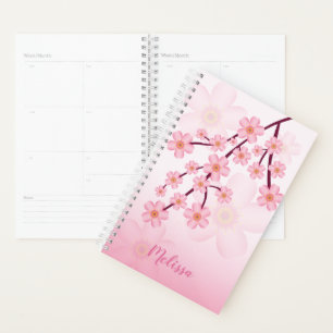 Agenda Ramo de Flor de Cerejeira Sakura Rosa Com Nome