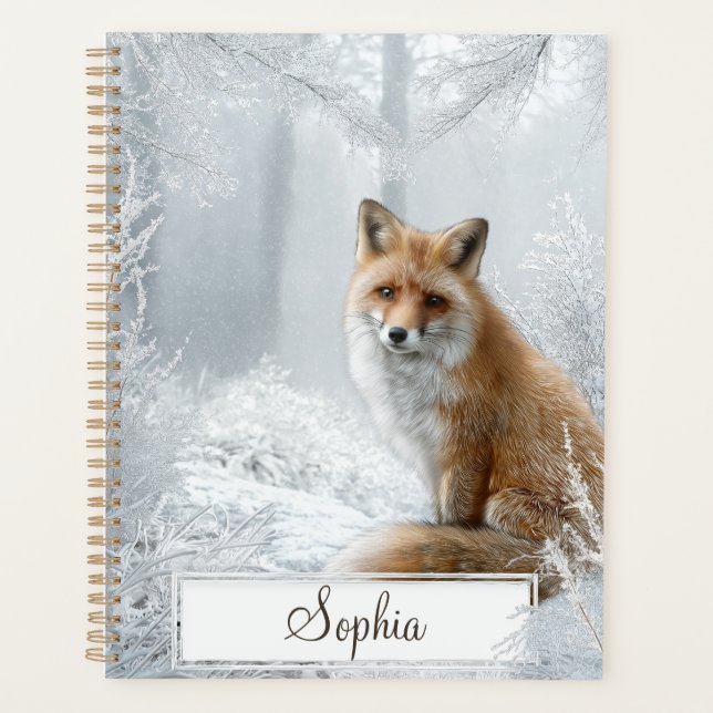 Agenda Rapariga da Floresta de Inverno Personalizada (Frente)