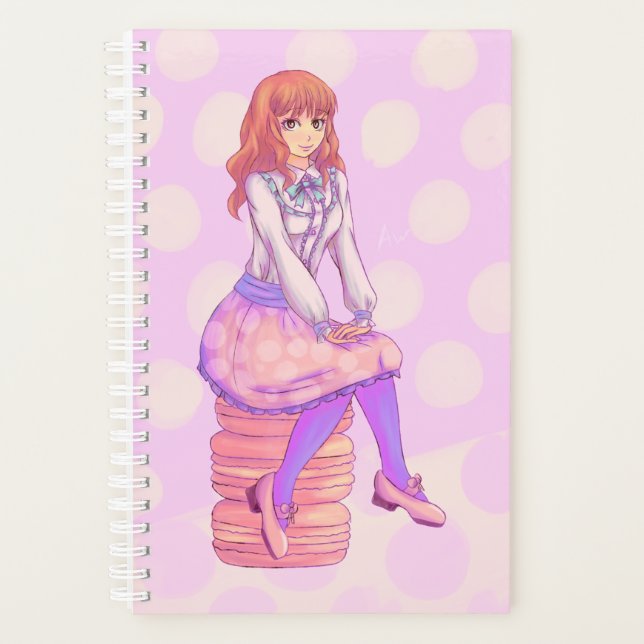 Agenda Rapariga de Macaron Rosa (Frente)