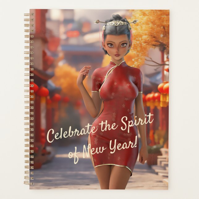 Agenda Rapariga Exótica Celebrando Ano Novo Chinês (Frente)