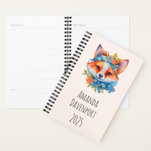 Agenda Raposa de Laranja Coca-branca com Coroa Floral
