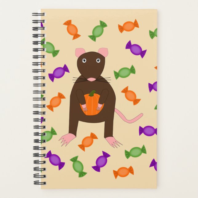 Agenda Rato de Halloween e Abóbora (Frente)