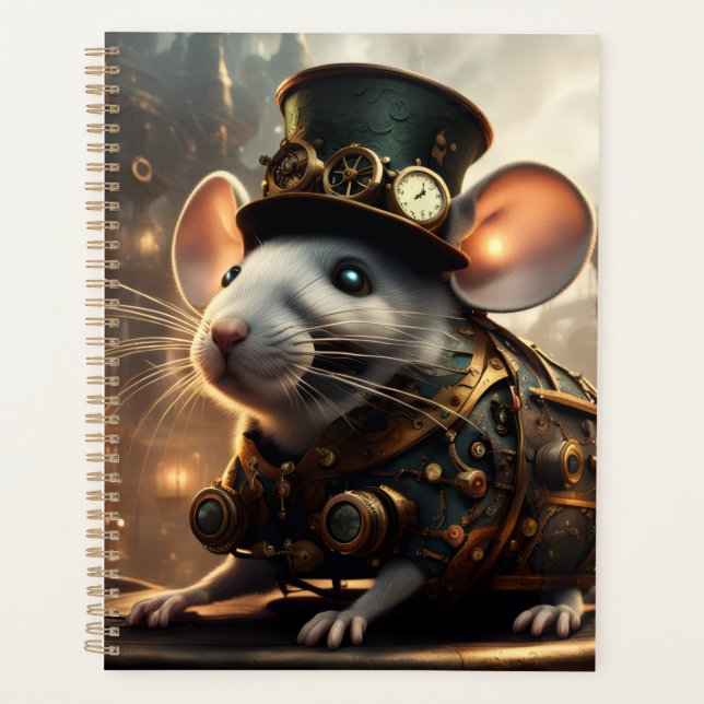 Agenda Rato e Pássaro Steampunk (Frente)