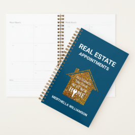 Agenda REALTOR Teal Glitter REAL ESTATE Nomeações