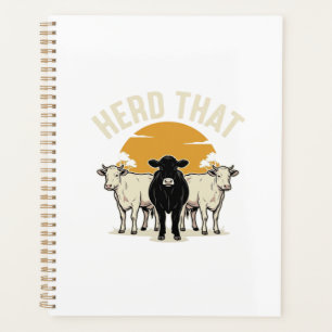 Agenda Rebanho Vaca Engraçada Design de Gravura Vintage