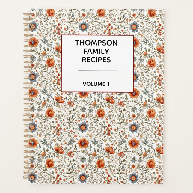 Agenda Receita Personalizada de Neutros Florais Elegantes (Frente)