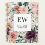 Agenda Receitas modernas de cozedura floral elegante<br><div class="desc">Moderno roteiro floral de aquarela receitas elegantes de cozedura planador design cor-de-rosa rosa rosado notebook. Na tendência floral,  folhagem bela design botânica. Parte de uma coleção moderna.</div>