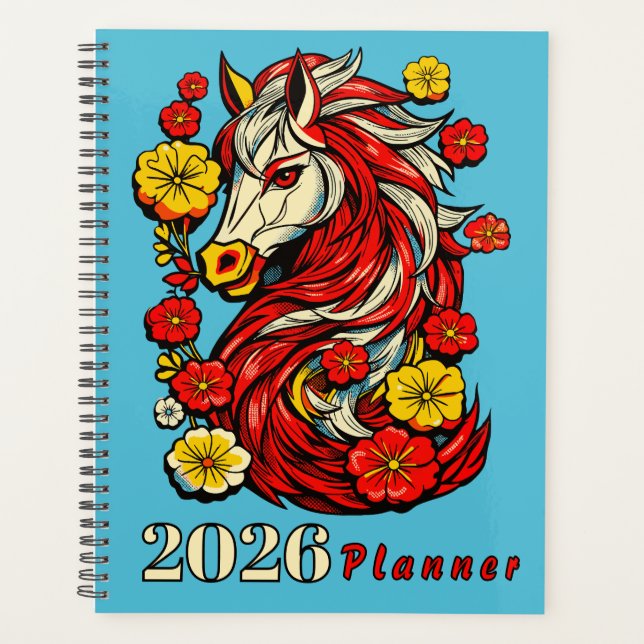 Agenda Red Fire Horse – Chinese Zodiac 2026 (Frente)