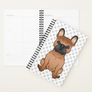 Agenda Red French Buldog / Frenchie Cartoon Dog & Paws