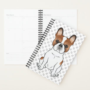 Agenda Red Piebald French Bulldog Cute Cartoon Dog & Paws