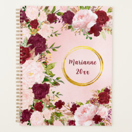 Agenda Red & Pink Roses with Gold Name Frame Personalized