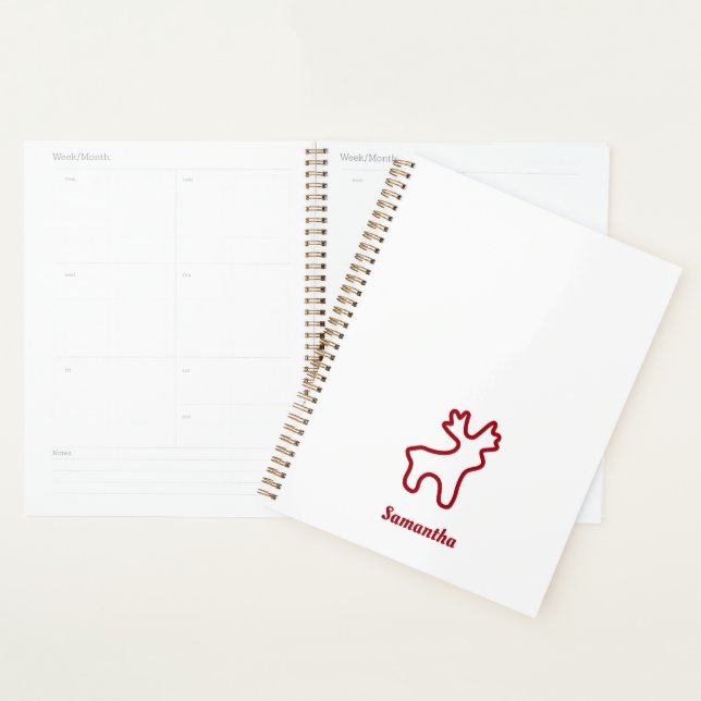 Agenda Red Reindeer Contour Personalized Name (Exibição)