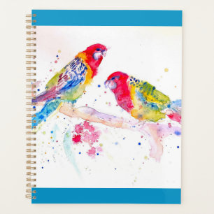Agenda Red Rosella Parrot Watercolor Painting