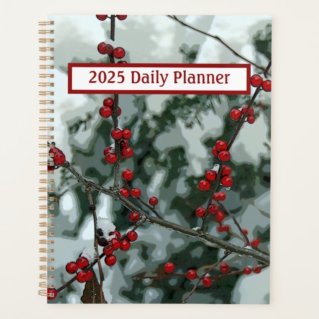 Agenda Red Winter Berries Daily Planner (Frente)