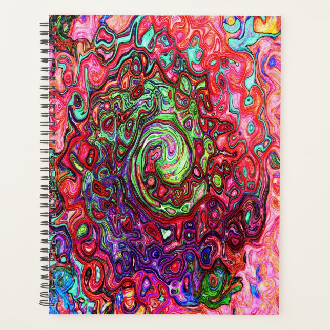 Agenda Redemoinho Líquido Abstrato Groovy Retro em Aquare (Frente)