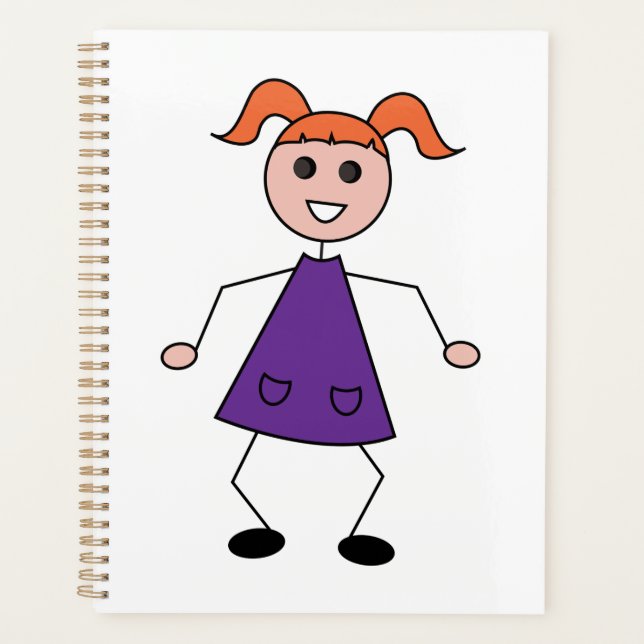 Agenda Redhead Girl Stick Figure in Purple Dress (Frente)