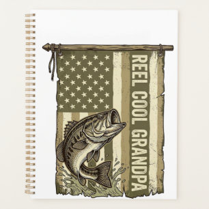 Agenda Reel Cool Avô Camisa Vintage Bass Fishing Desig