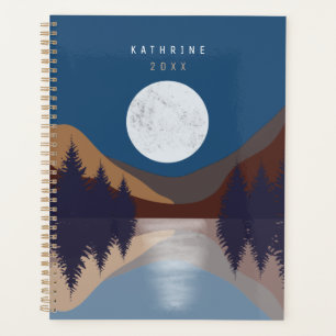 Agenda Reflexão da Lua na Floresta Abstrato russa