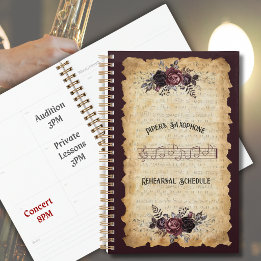 Agenda Registro de Ensaios de Saxofone Botânico Vintage p
