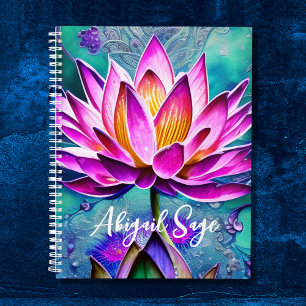 Agenda Retrato da Flor de Lotus Rosa Personalizado
