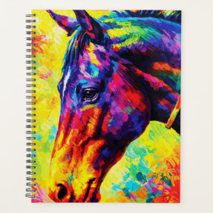 Agenda Retrato de Cavalo Vibrante Impasto Colorido Selvag