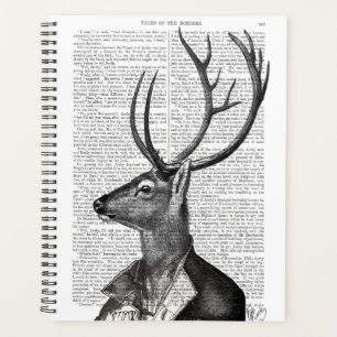 Agenda Retrato de cervo preto e branco