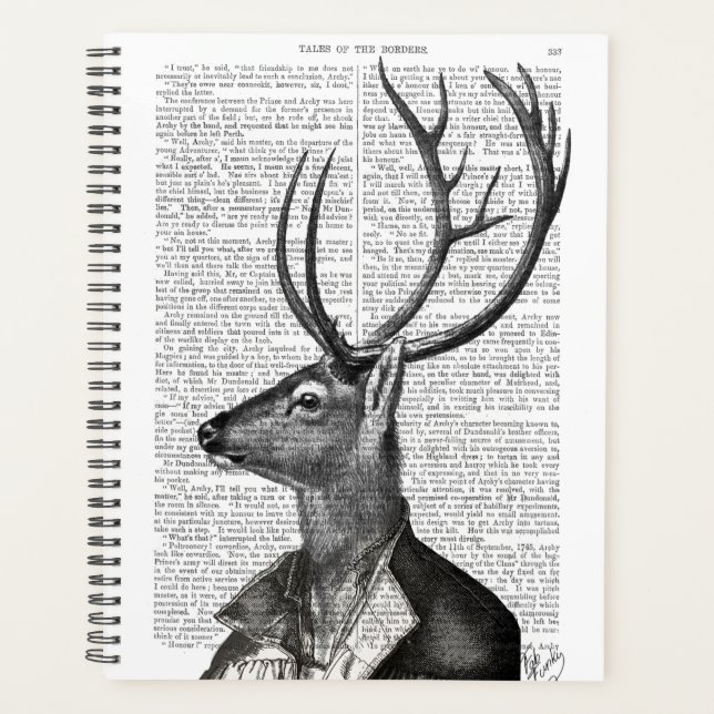 Agenda Retrato de cervo preto e branco (Frente)