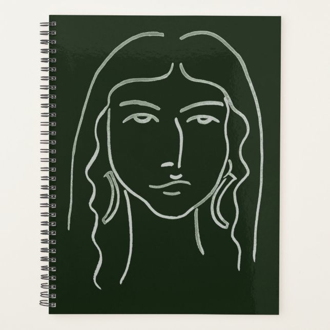 Agenda Retrato de malaquite com cabelo longo (Frente)
