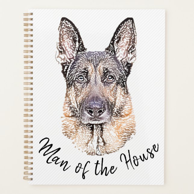 Agenda Retrato de um Cachorro German shepherd Arte Espeta (Frente)