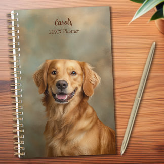Agenda Retrato do ouro Retriever Personalizado Anualmente