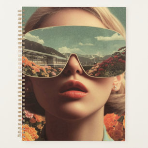 Agenda Retrato Surrealista com Óculos de Sol Refletindo u