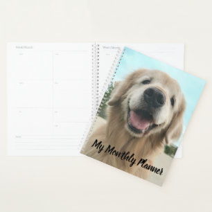 Agenda Retriever de Ouro Sorridente e Bonito em Personali