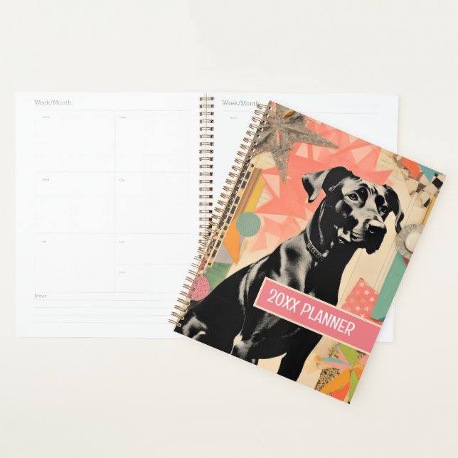 Agenda Retro abstrato de Colagem de Cachorro (Exibição)