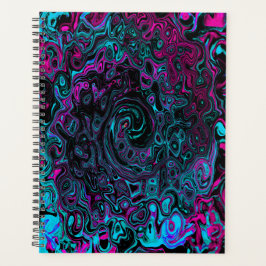 Agenda Retro Aqua Magenta e Abstrato preto