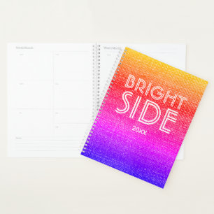 Agenda Retro Arco-Íris Texturizado Lado Brilho Feliz