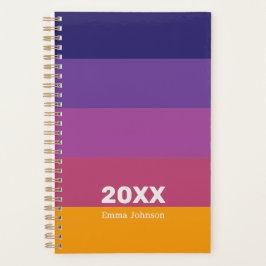 Agenda Retro Blue Purple Plum Orange Stripe 2026 Name