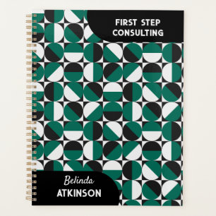Agenda Retro-boho verde e preto do meio século