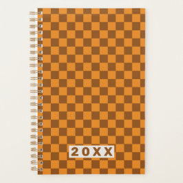 Agenda Retro Brown Orange Checkerboard 2026