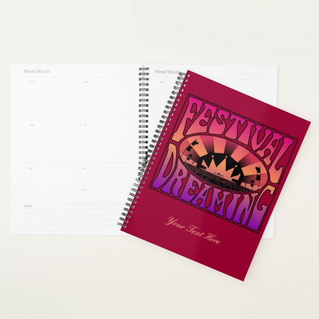 Agenda Retro de Sonhos de Festival Raspberry-Apricot-Plum (Exibição)