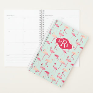 Agenda Retro Flamingo Pattern Monograma