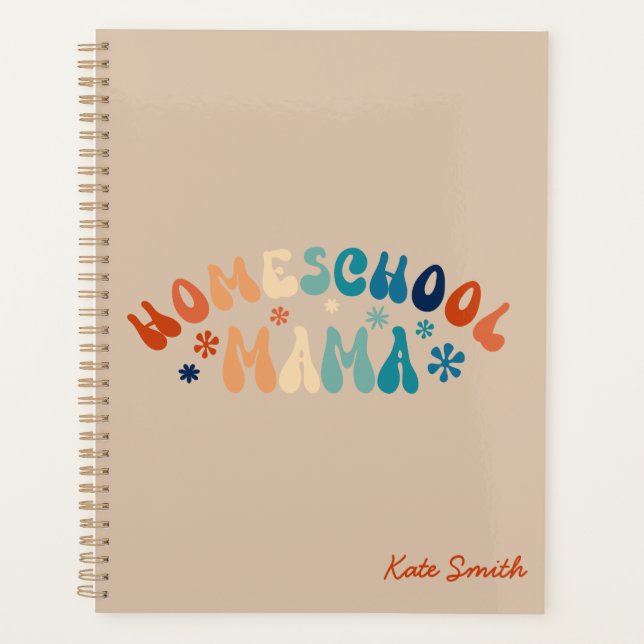 Agenda Retro Homeschool Mãe Personalizada (Frente)