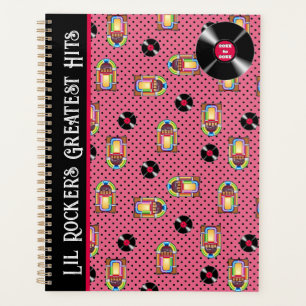 Agenda Retro Jukebox Vinyl Records Music Pink Personalize