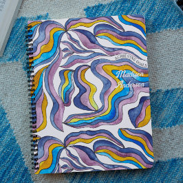Agenda Retro Ondulado Verde Azul Roxo Groovy Positivo