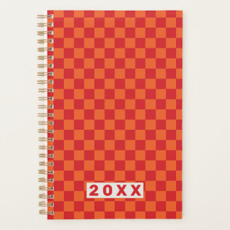 Agenda Retro Red Orange Checkerboard 2026
