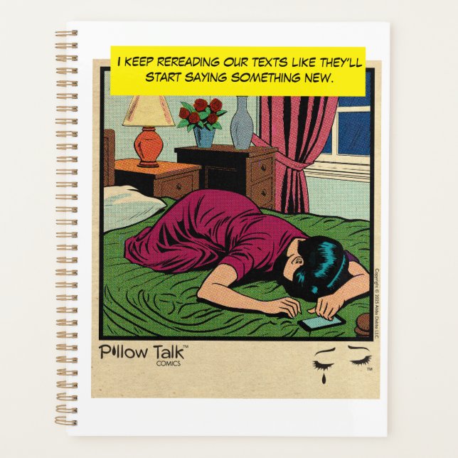 Agenda Retro Romance Comic: Crying Pillow Talk Design (Frente)