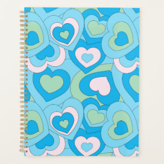 Agenda Retro Turquoise Blue Heart Planner